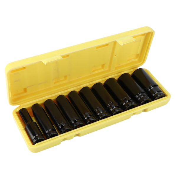 10-pack 1/2 tum djupgående slagmejselssats 6-punkts 8-24 mm kolstål verktyg för bilreparation