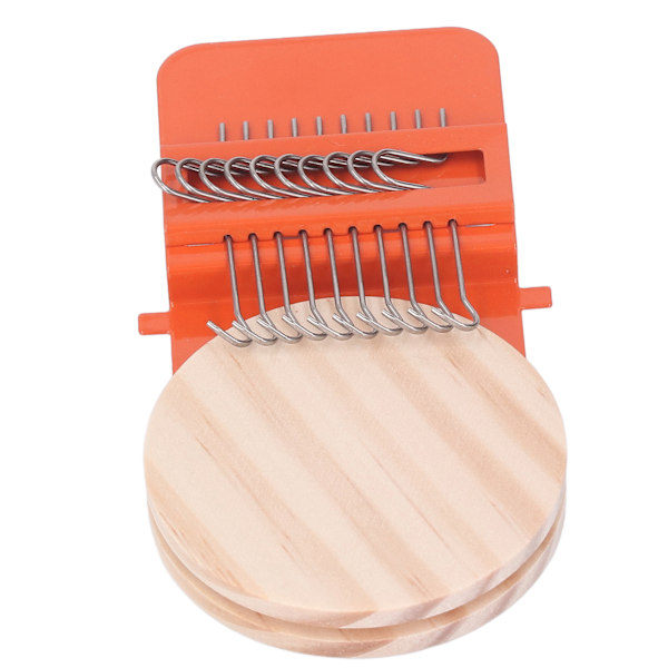 10 kroker Mini vevstol Hjemmelaget liten vevstol med 6,5 cm treplate for håndverk DIY veving oransje