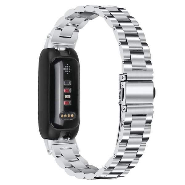 Kompatibel med Fitbit Inspire 3 rustfrit stål håndledsrem 3 perler erstatnings smarturrem