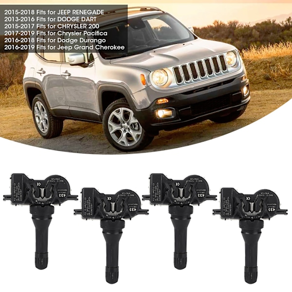 4 stk Dæktryksovervågningssystem TPMS 68252493AB Passer til Jeep Renegade