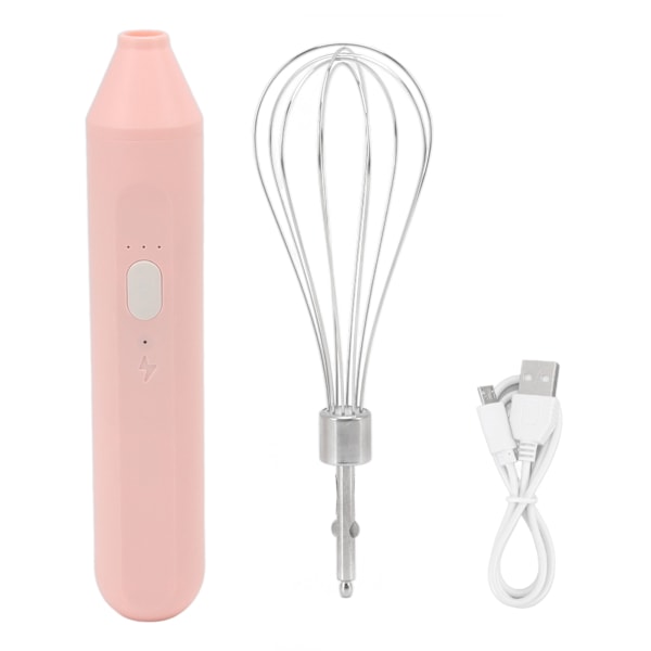 Elektrisk äggvisp Handhållen USB-laddning Mjölkskummare Bärbar sladdlös dryckesmixer med rostfri stålvisp Rosa