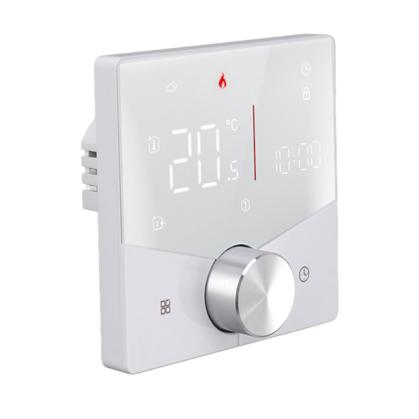 Smart termostatknopp Design LCD-färgskärmspanel Digital termostat för bastu Golvvärmesystem Vit