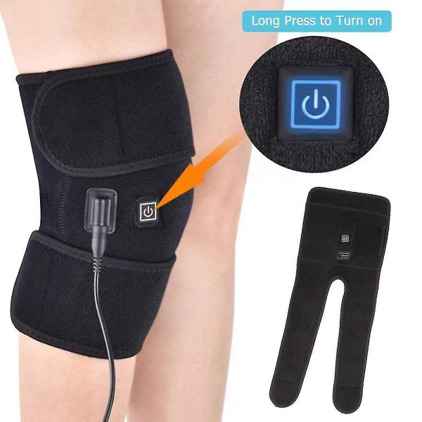 Bærbar elektrisk oppvarmet knebeskytter Brace Artritt Smertelindring Varm 2pcs