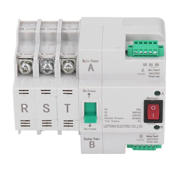 Automatisk Overføringsafbryder Dual Power 3P Controller AC400V Skinnemontering til Fabrik Farm 100A