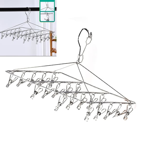Stainless Steel Clothes Drying Hanger Multi Clip Laundry Drying Rack Drip Hanger for Underwear Socks Hat No Loop Square
