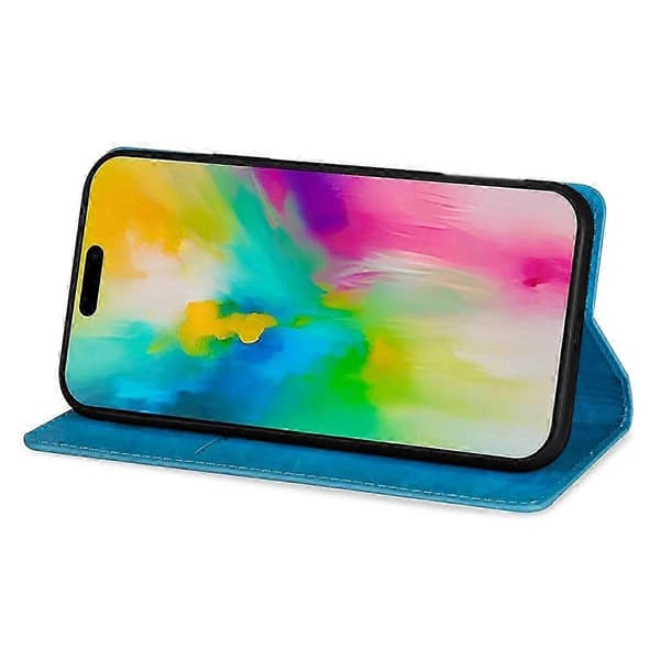 Cover til iPhone 16 Plus, glitrende PU-læder + TPU med kortholder - Rosa Blue