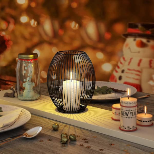 Fugleburformet lysestage, sort jern, boligindretning til jul, bryllup, middag[LD]