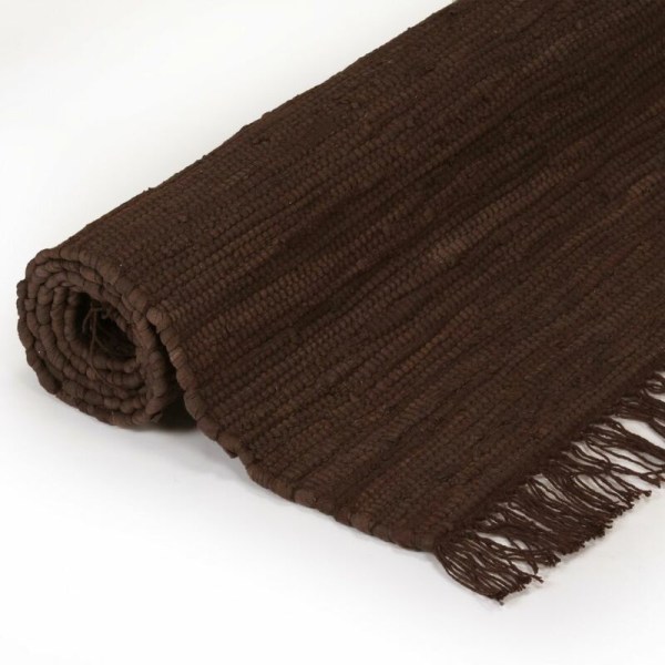 Håndvævet Chindi tæppe i bomuld 120 x 170 cm Brun