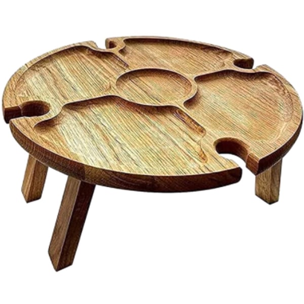 Utendørs bærbart piknikbord Sammenleggbart vinglassholder i tre Lite bord for hagefest/camping/strand, modell: tre