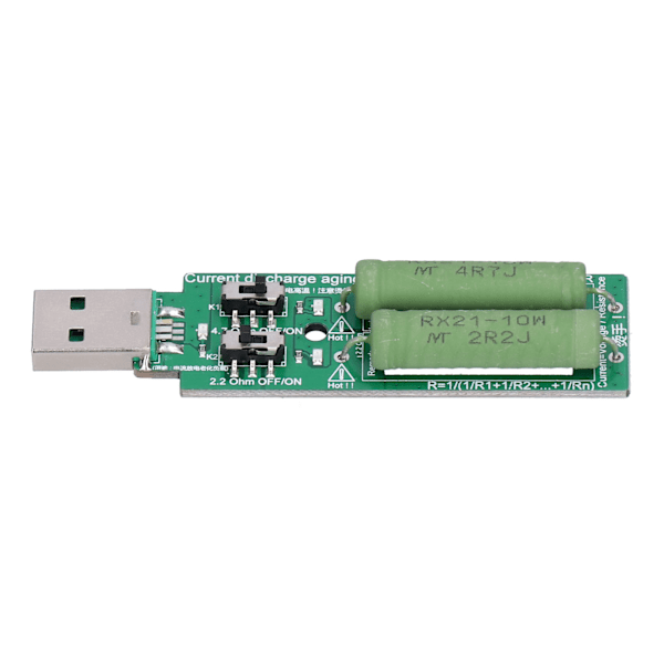 Mini USB Load Tester Powerbank Afladningsmodstand med 1A 2A Strømknap 5VDC