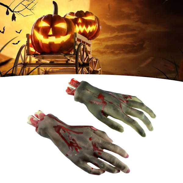 1 pari Halloween-proteesivarusteita Terroristiruumiinvarusteet Tärkeät ruumiinvarusteet kauhuelokuvien kuvaamiseen Mustat kädet 21x9cm