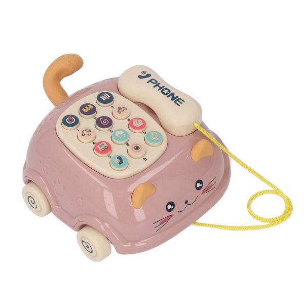 Baby Telefon Træk Legetøj Flere Lyde Kinesisk Engelsk Stemme Tiltrækkende Kat Form Baby Musik Telefon Bil