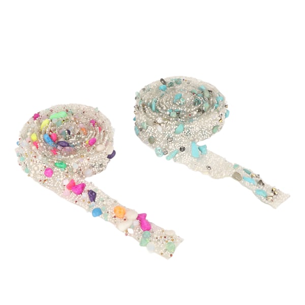 2 st Självhäftande Rhinestone Band, vardera 1 meter lång, 1,5 cm bred, Klippbara DIY Resin Rhinestone-remsor för Skor Kläder