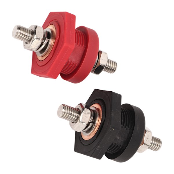 1 Par Thru Panel Batteri Terminaltilkoblinger 3/8 Tommer Svart Rød 440A Positiv Negativ Kryssforbindelse Stud Post for Bil Båt