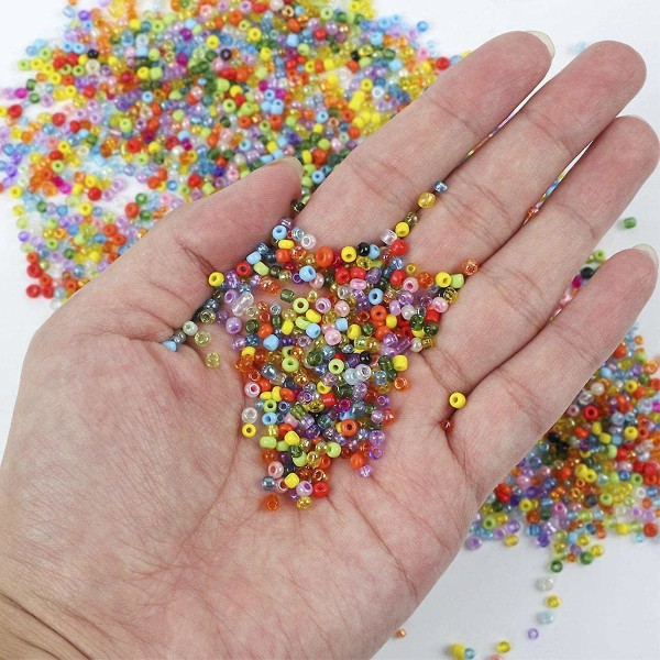 2 mm glasfröpärlor 24 färger små pärlor Kit