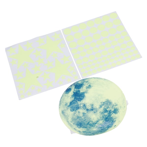Glow in The Dark Väggdekor Luminous Moon Star Dot Väggdekaler Väggdekor Dekor för sovrum Vardagsrum Grön