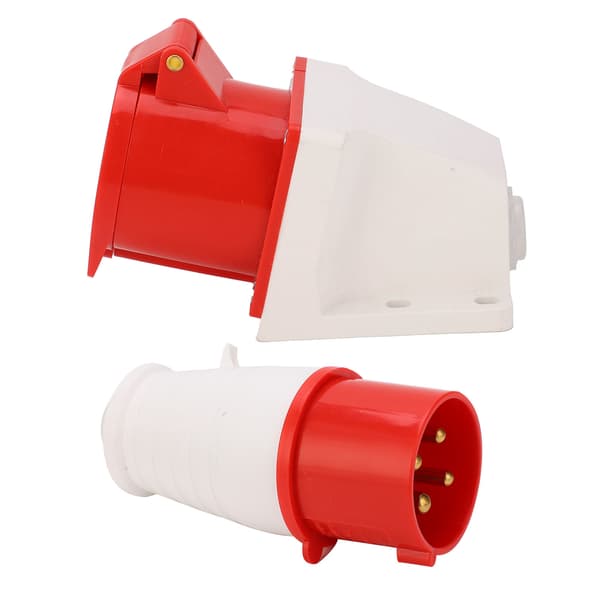 4-pin Power Plug 3-Phase Industrial Socket Outlet Surface Mounted 32A AC380V-415V