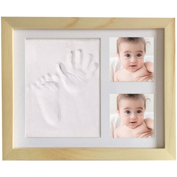 Fotoram med lera för baby pojkar hand och fotavtryck barnkammare inredning baby present till nyfödd, modell: typ 3