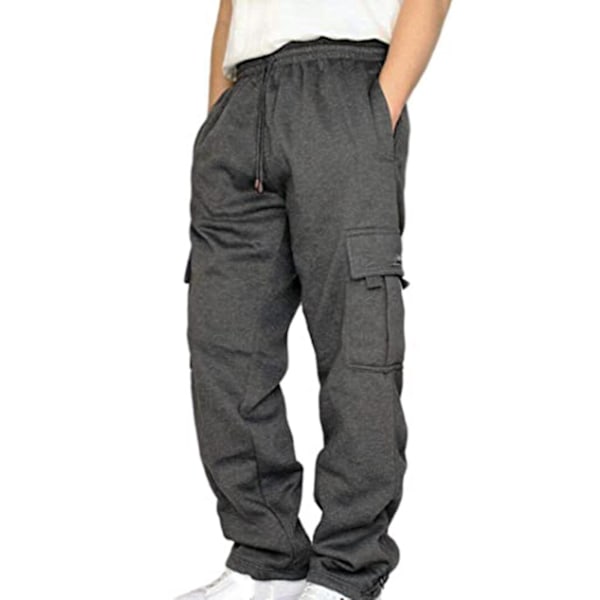 Cargo Sweatpants för män | Lösa passformsbyxor med fickor | XL, mörkgrå