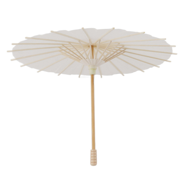 Lasten paperi sateenvarjo bambu ja paperi kiinalainen tyyli Elegantti valkoinen DIY paperi sateenvarjot koristeluun 28cm/11in