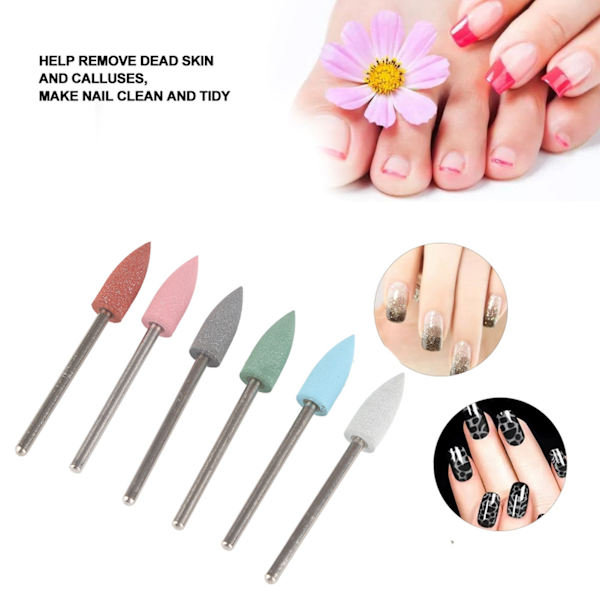 6 stk Nail Art Sliphuvud Død Hud Fjerning Negleborr Sliping Poleringshode Sett #11
