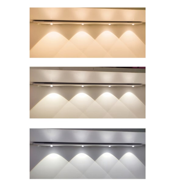 LED-garderobslampa Ultratunn Intelligent Uppladdningsbar trådlös LED-rörelsesensorlampa för skåp 20cm / 7,9in Silver