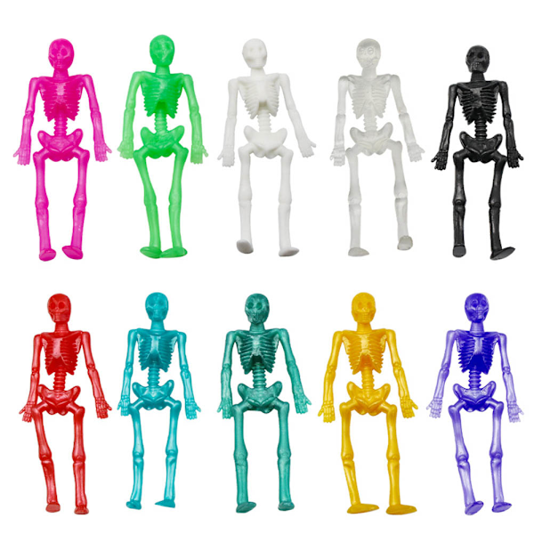10 st Random Color TPR Mjuk Skelettram Sträckbara skelett Halloween Knepig rolig leksaksfestfavoriter