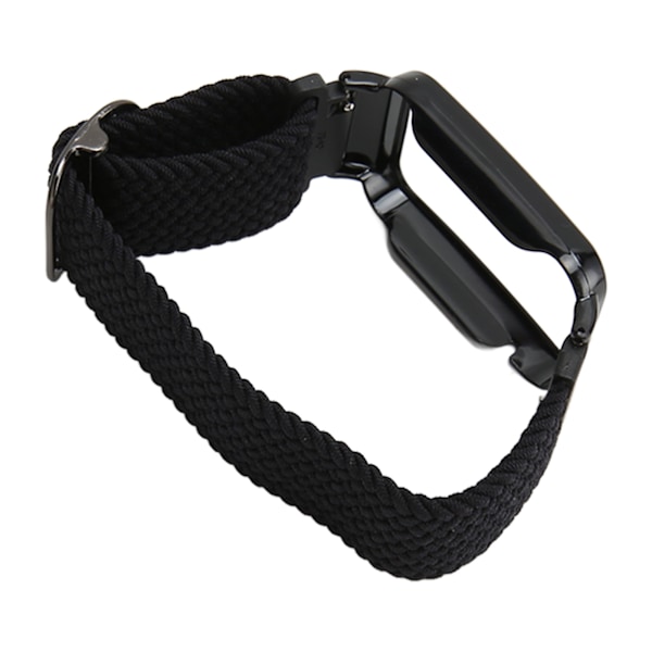 Flätad Loop Strap för Mi Band 7 Pro Justerbar Elastisk Nylon Loop Armband med Skyddsram Svart Bandfodral