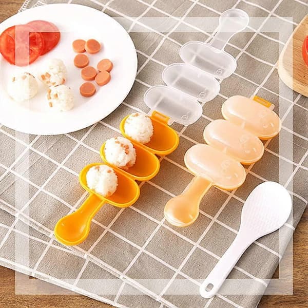 Gjør-det-selv risbolleform (oransje med 1 skje), non-stick risbolleshaker
