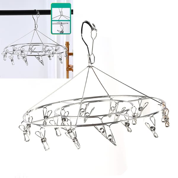 Clothes Drying Hanger Stainless Steel Multi Clip Laundry Drying Rack Dropping Hanger for Underwear Socks Hat No Loop Round