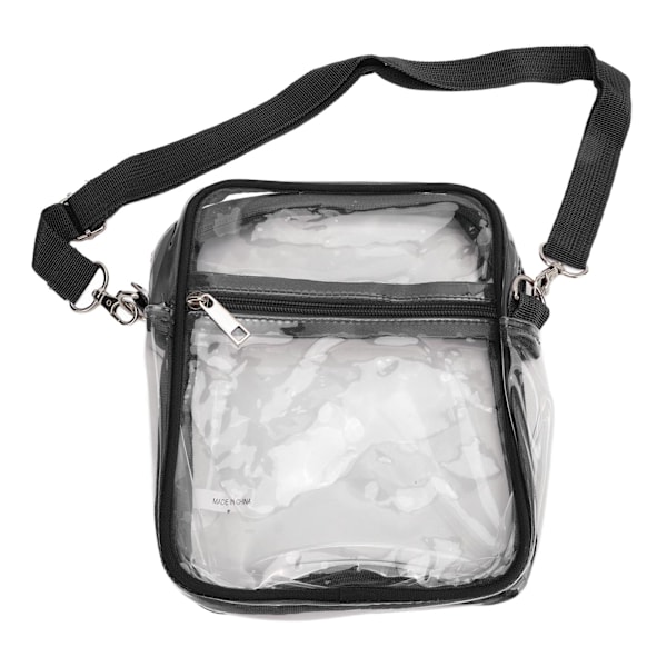 Genomskinlig Messenger Bag PVC Transparent Dragkedja Vattentät Justerbar Handväska Messenger Axelväska för pojkar Flickor Svart