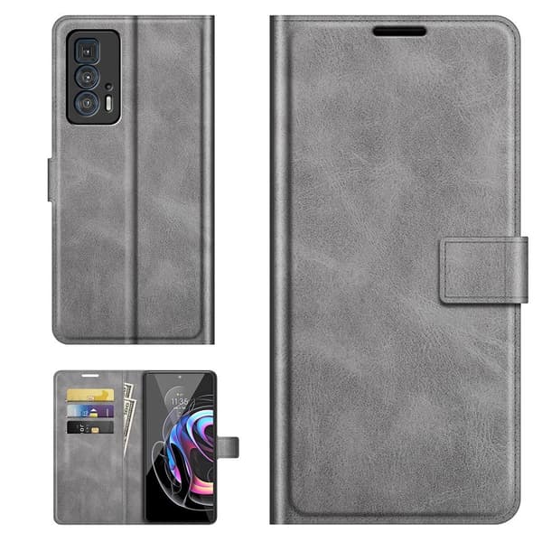 Bæredygtigt kunstlæder Motorola Edge 20 Pro etui med pung Sølv/Grå Silvergrå silver