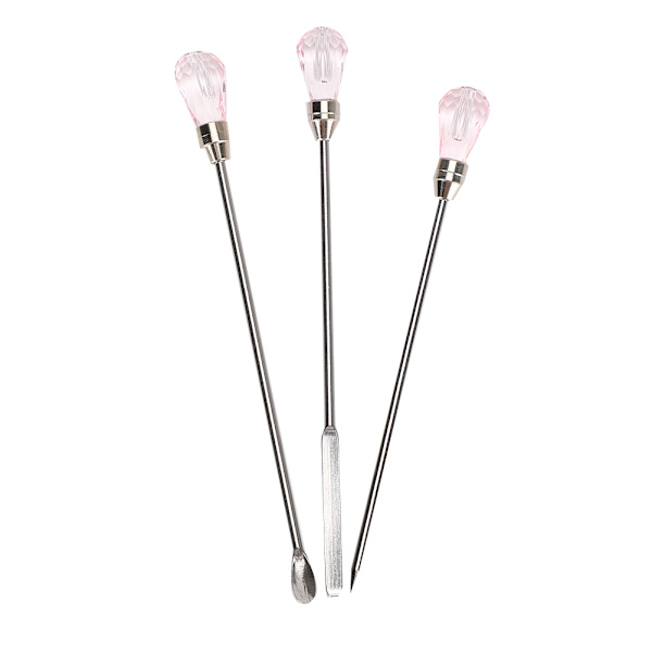 3 st Pulversked Omrörningsstång Bubble Needle DIY Gel Akryl Glitter Pulver Mixning Smyckenstillverkningsverktyg Rosa