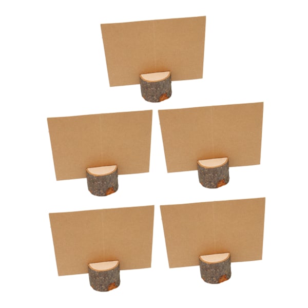 5 stk. Bordkortholdere i tre, 3 cm brede, rustikk stil, stabile bordnummerholdere med kort for fest og bryllup