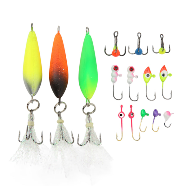 Isfiske Jigs Set Rostfritt stål Isfiske Jig Head Krok Bärbar fiske diskant krokar för sötvatten saltvatten