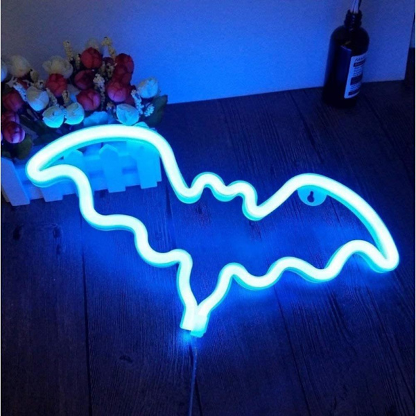 Halloween Neon-skilt Flagermus LED Neonlys USB Batteridrevet Neonlys-skilt til vægdekoration Rum Bar Fest Børnegave