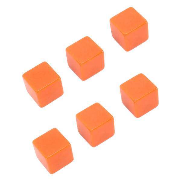 6ST Tomme terninger Kuber DIY Ufullstendige terningblokker Undervisningspartipuslespill 6-sidige terninger Plastkuber Oransje