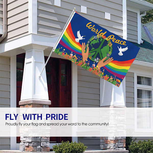 Verdensfredsflag Polyester Store Banner 90*150CM Blegfast Flagger Perfekt til Udendørs Dekoration i Hjemmet