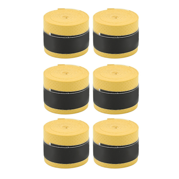 6 stk. tennisracket grebtape PU mat, antislip svedabsorberende Badmintonracket tape Sporttilbehør Gul