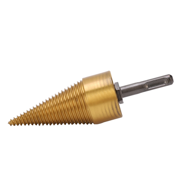 Twist Wood Splitter Wood Cone Punch Borrkrona Runt skaft TiPlating Split Tool 42mm L