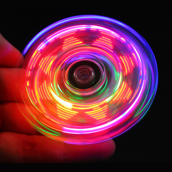 LED Fidget Spinning Toy Clear LED Light Up Fidget Finger Dice Anti Stress Release Leksaker för barn Vuxna