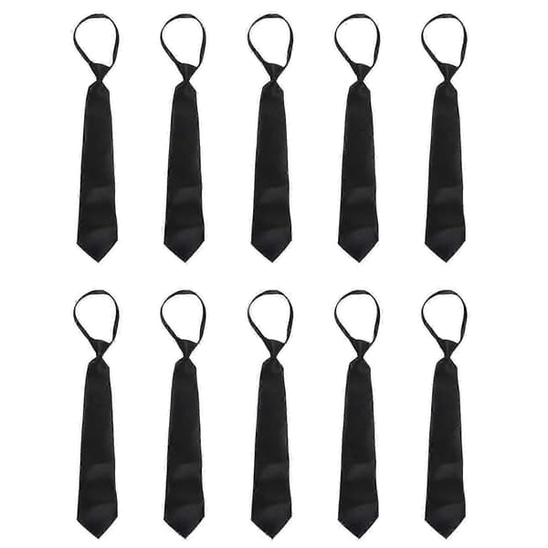 10X Herr Enfärgad Svart Polyester Slips Med Dragkedja Slät Dragkedja Solid black