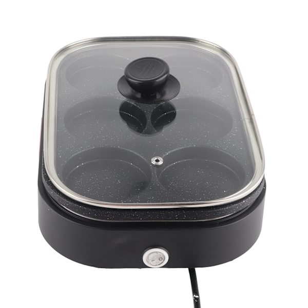 6-huls æggstegepande Nonstick-morgenmadspande Multifunktionel morgenmadsmaskine Hamburgermaskine med låg