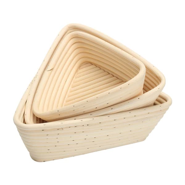 Triangular Bread Baskets with Liner Dough Rising Rattan Handmade Rattan Bowl