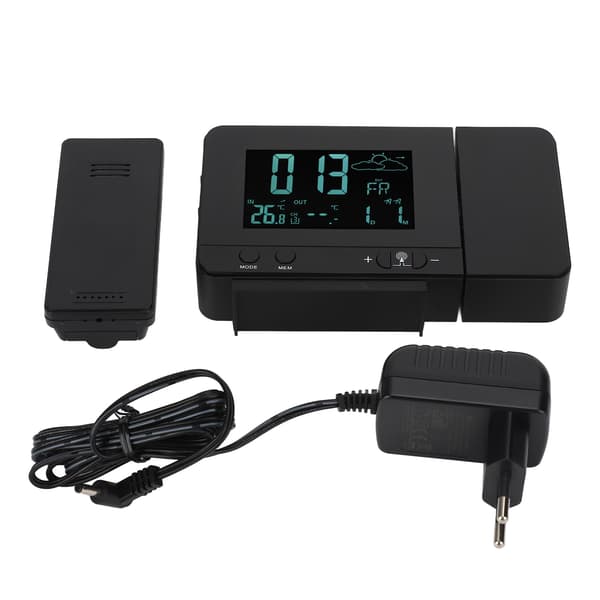 Projection Alarm Clock 8 Backlight Color Temperature Weather Display Snooze Function USB Alarm Clock 100‑240VEU Plug