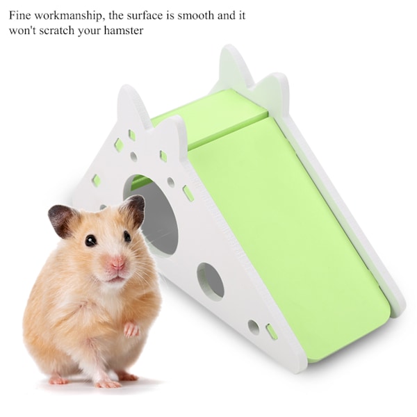 Hamsterhus i trä, vilobo, klättring i trappor Liten husdjursövning Leksak (grön)