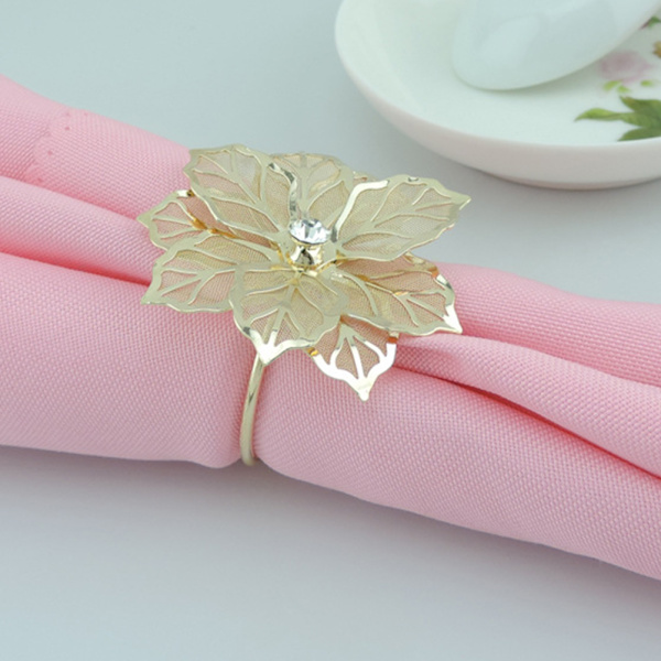 6 stk Serviettringer Hule Blomsterformer Servietter Spenner Holdere Borddekorationer