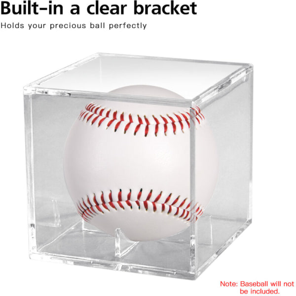 Baseball Showcase UV-beskyttelse Akrylterning Baseballholder Firkantet gennemsigtig æskeholder til 9'' bold, model: Transparent