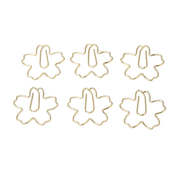 100 stk. Fancy Papirclips Sakura Stil Holdbare Metal Æske Pakket Guld Farve Søde Papirclips til Kontorarbejde Skole Hjem