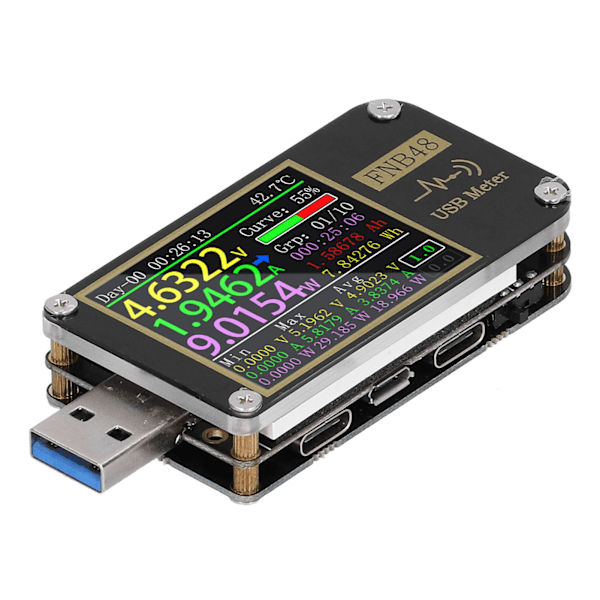 USB Voltmeter Amperemeter Färgskärm Digital USB Tester PD Trigger Voltmetrar för industriUtan Bluetooth